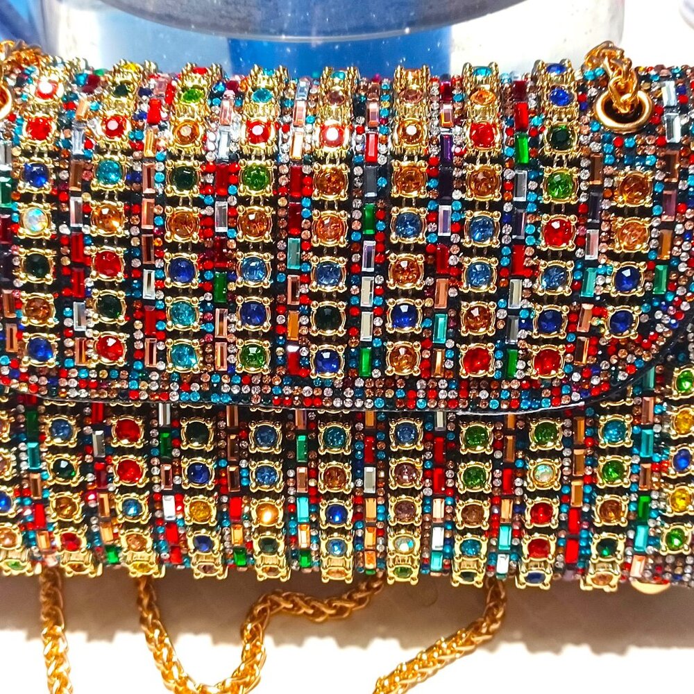 Multi Colored Rhinestone Encrusted Purse - Picture 3 of 11